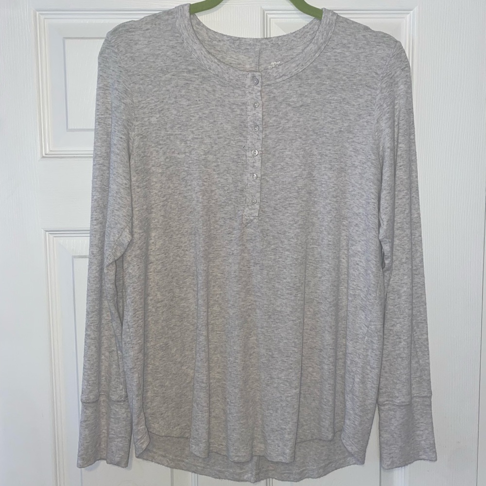 Aerie Grey Button Henley